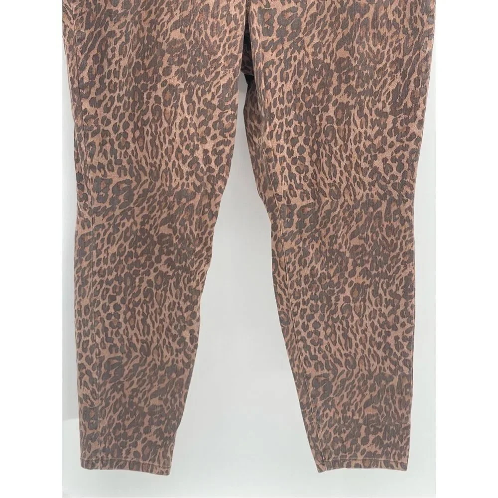 Style & Co Jeans Skinny Leopard Women Size 16 Brown‎ Black High Rise New